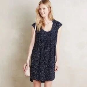 Maeve Anthropologie Au Revoir White Spotted Cap Sleeve Dress